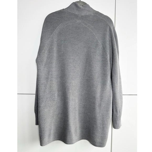 Lululemon Knit Cardigan Merino Wool Cotton Blend Gray Size 2 Pockets Long Length - Picture 4 of 8